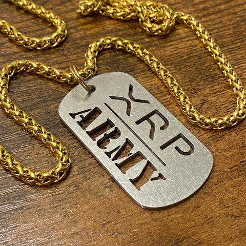 Horizontal XRP Army | Titanium Cut Through Dog Tag